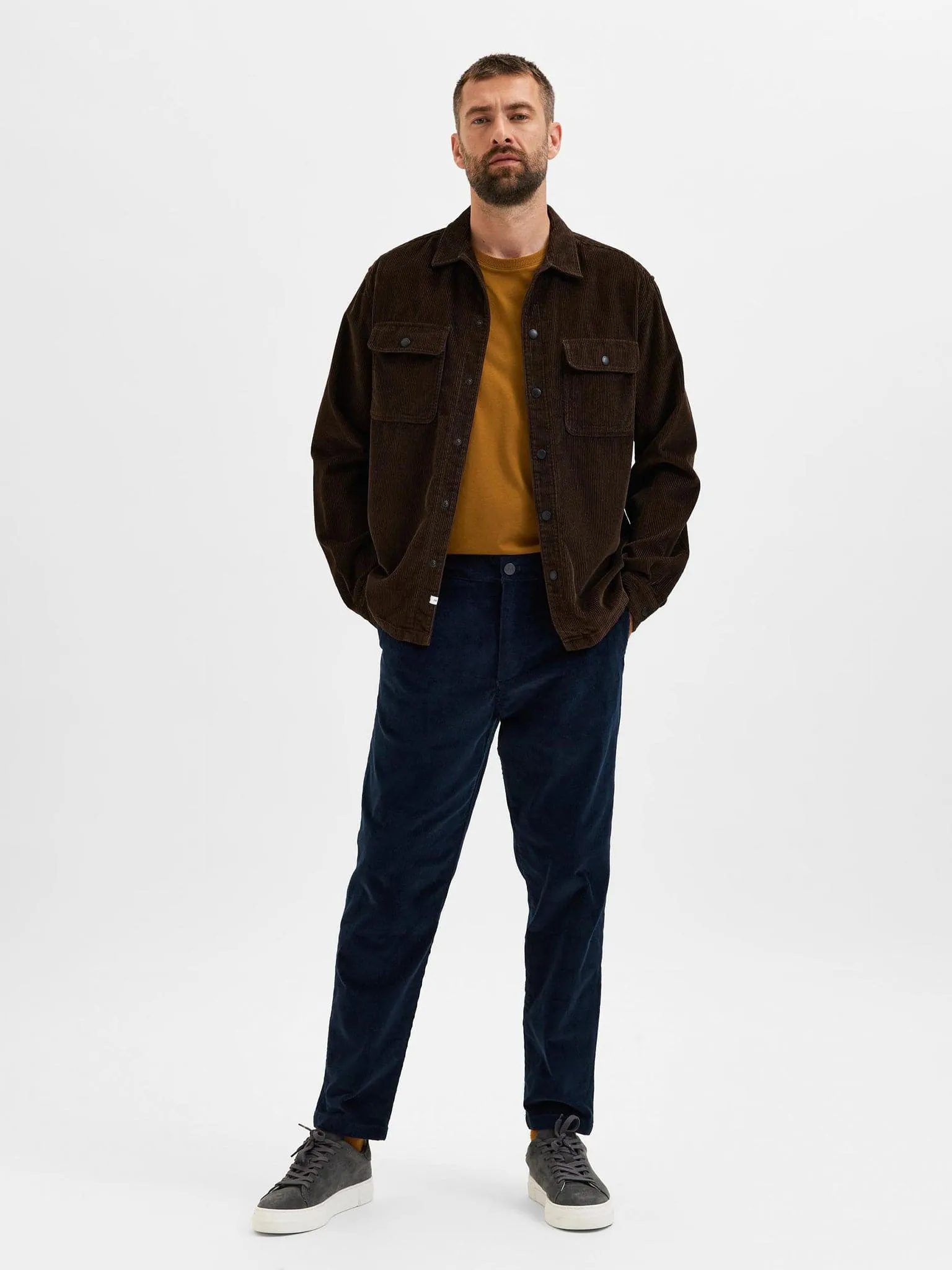 Ανδρικό παντελόνι κοτλέ SLHSLIMTAPE-REPTON 172 CORD PANTS 16080547 | 16080547