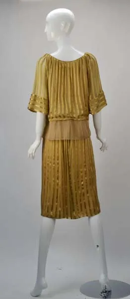 1970s Mollie Parnis Gold Sheer Ensemble