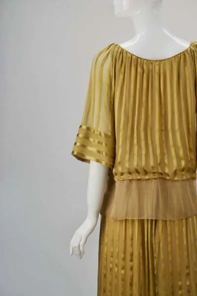 1970s Mollie Parnis Gold Sheer Ensemble