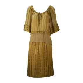1970s Mollie Parnis Gold Sheer Ensemble