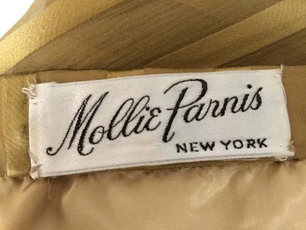 1970s Mollie Parnis Gold Sheer Ensemble