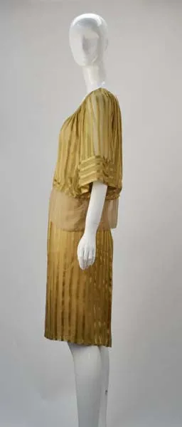 1970s Mollie Parnis Gold Sheer Ensemble