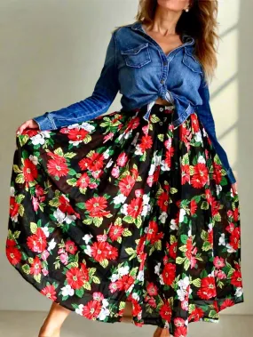 80's Daisy Floral Maxi Skirt