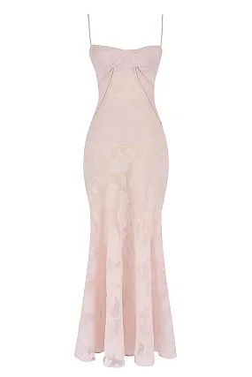 A&A Lace Floral Spaghetti Strap Sheer Sleeveless Pink Dress