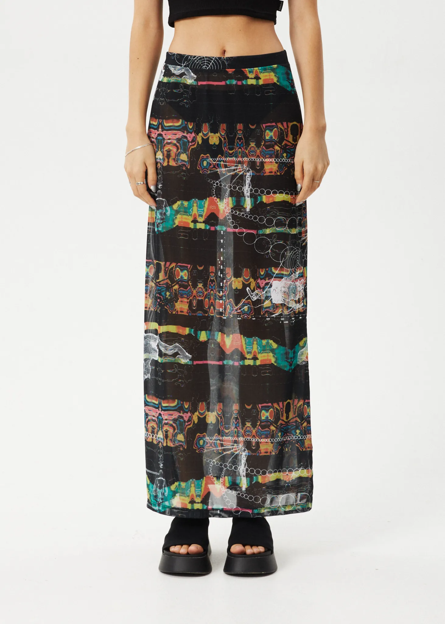 Afends Womens Astral - Sheer Maxi Skirt - Black