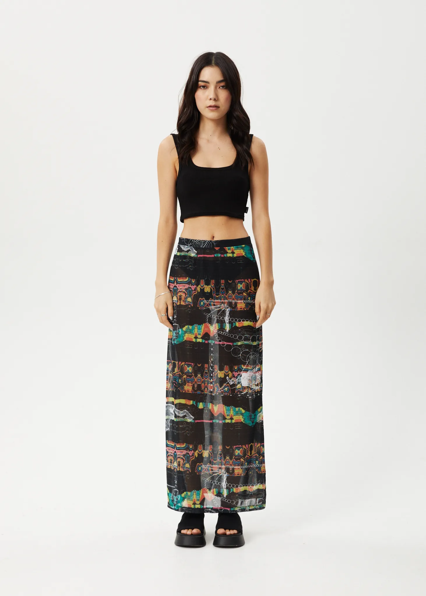 Afends Womens Astral - Sheer Maxi Skirt - Black