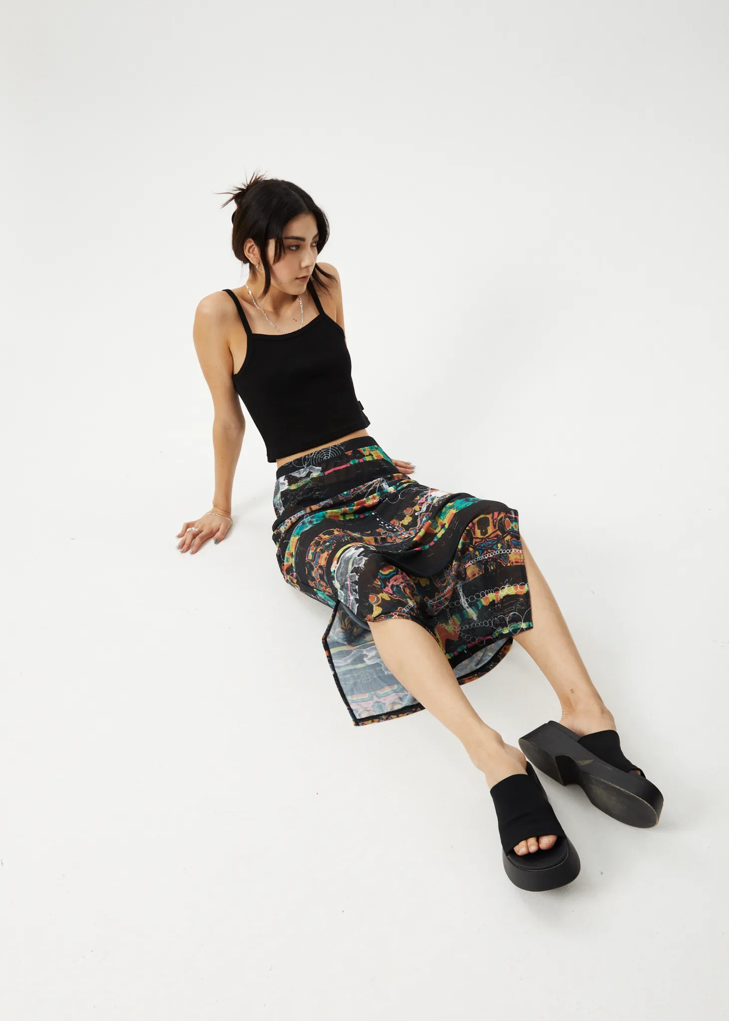 Afends Womens Astral - Sheer Maxi Skirt - Black