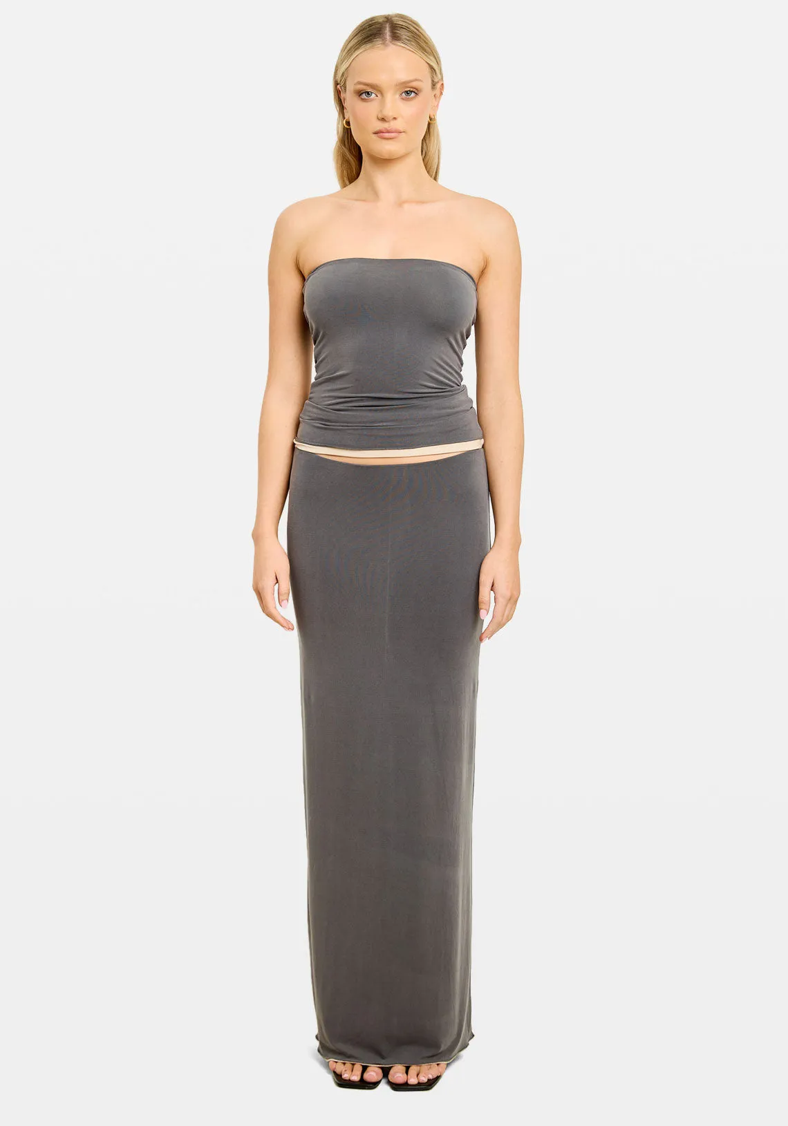 AISHA REVERSIBLE MAXI SKIRT SLATE/PUMICE
