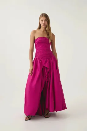 Aje Violette Bubble Hem Maxi Dress in Deep Magenta Size 10