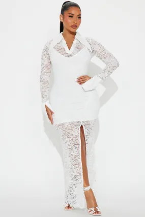 Alice Collar Lace Maxi Dress - White