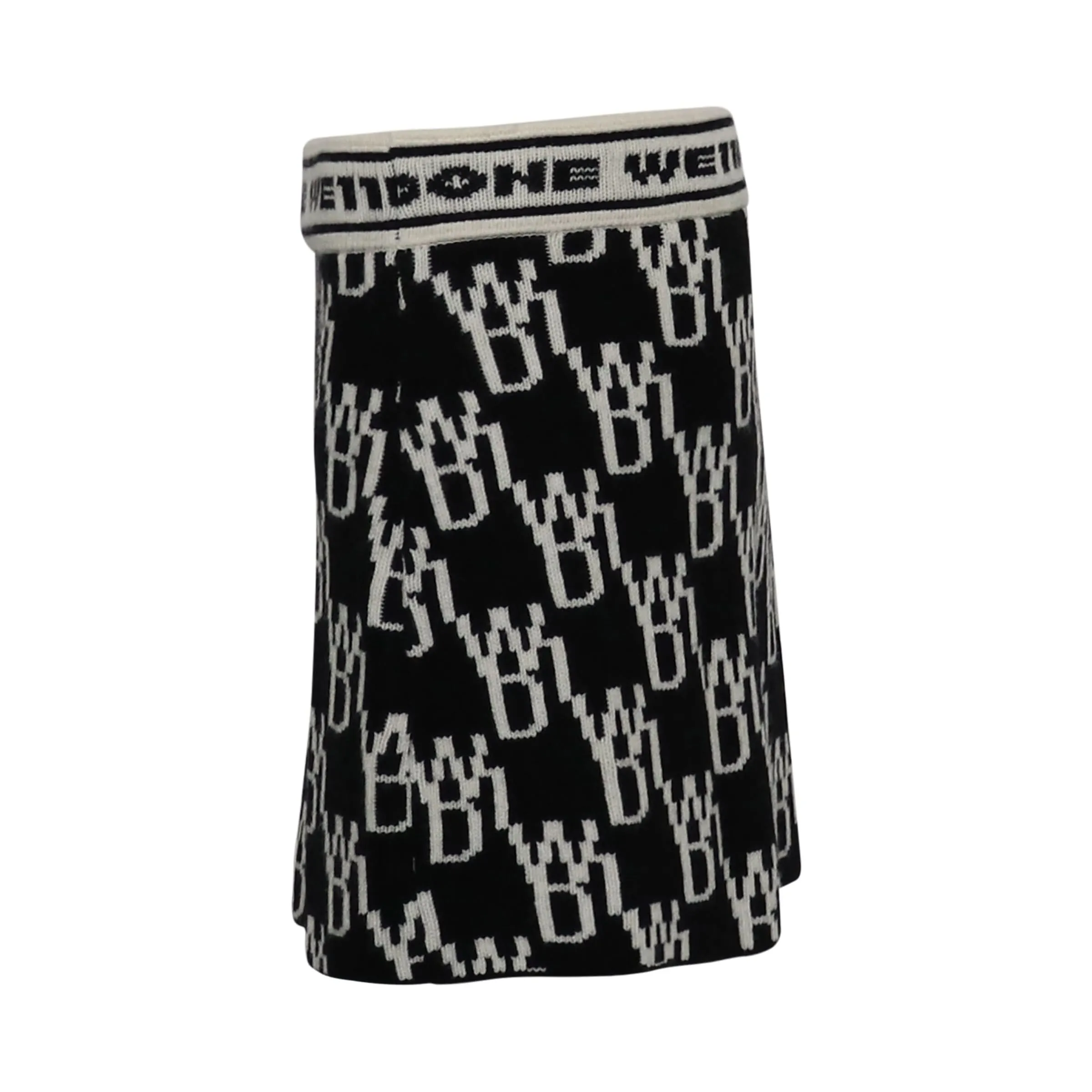 Allover Logo Knit Mini Skirt in Black