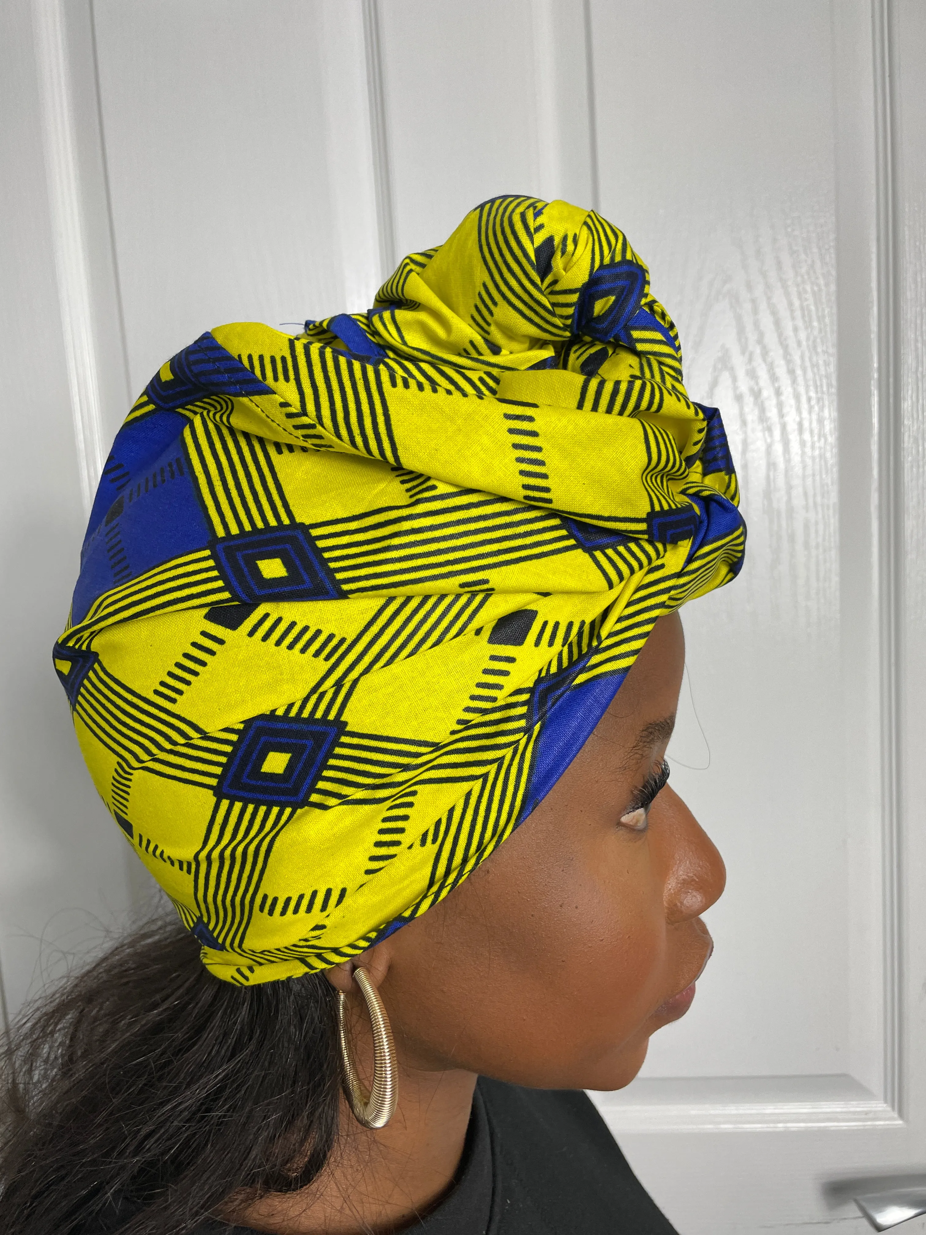 Ana Yellow and Blue Ankara Headwrap/Scarf