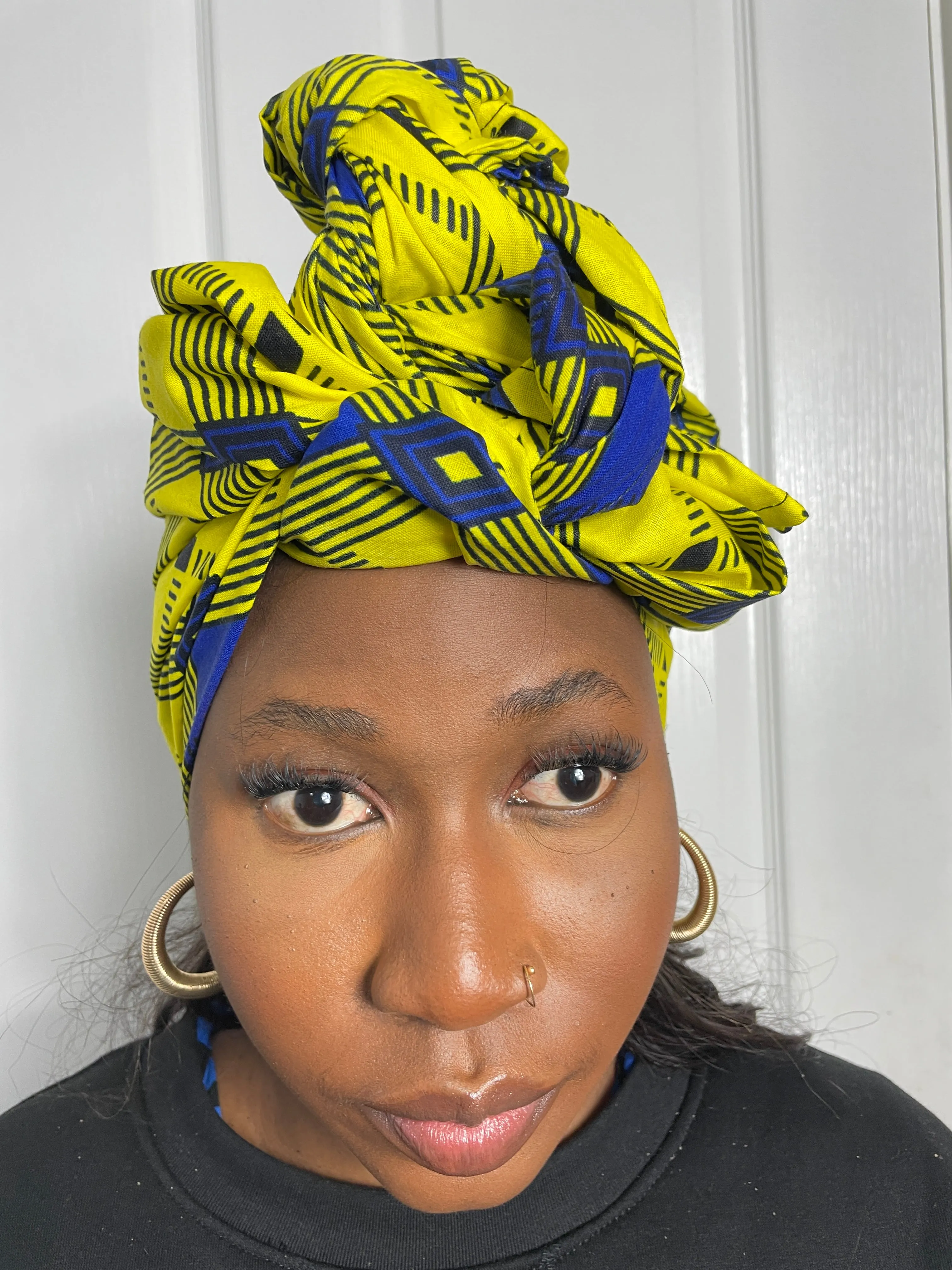 Ana Yellow and Blue Ankara Headwrap/Scarf