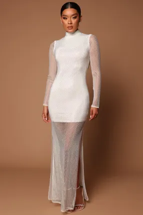 Angelica Crystal Embellished Maxi Dress - White