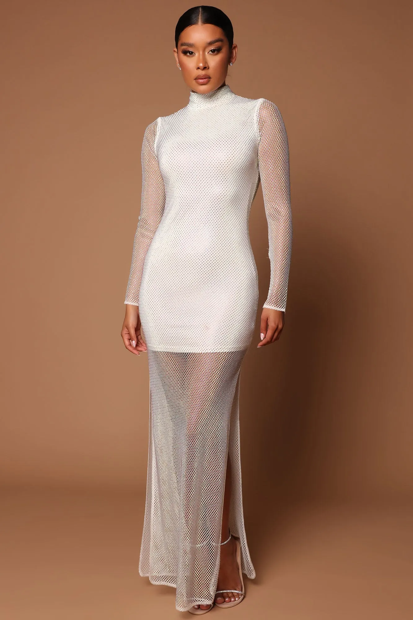 Angelica Crystal Embellished Maxi Dress - White