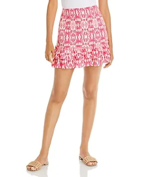 Aqua Smocked Printed Mini Skirt