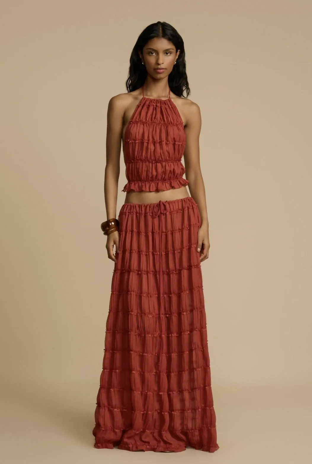 Arcina Ori Juliette Halter and Skirt Set in Red