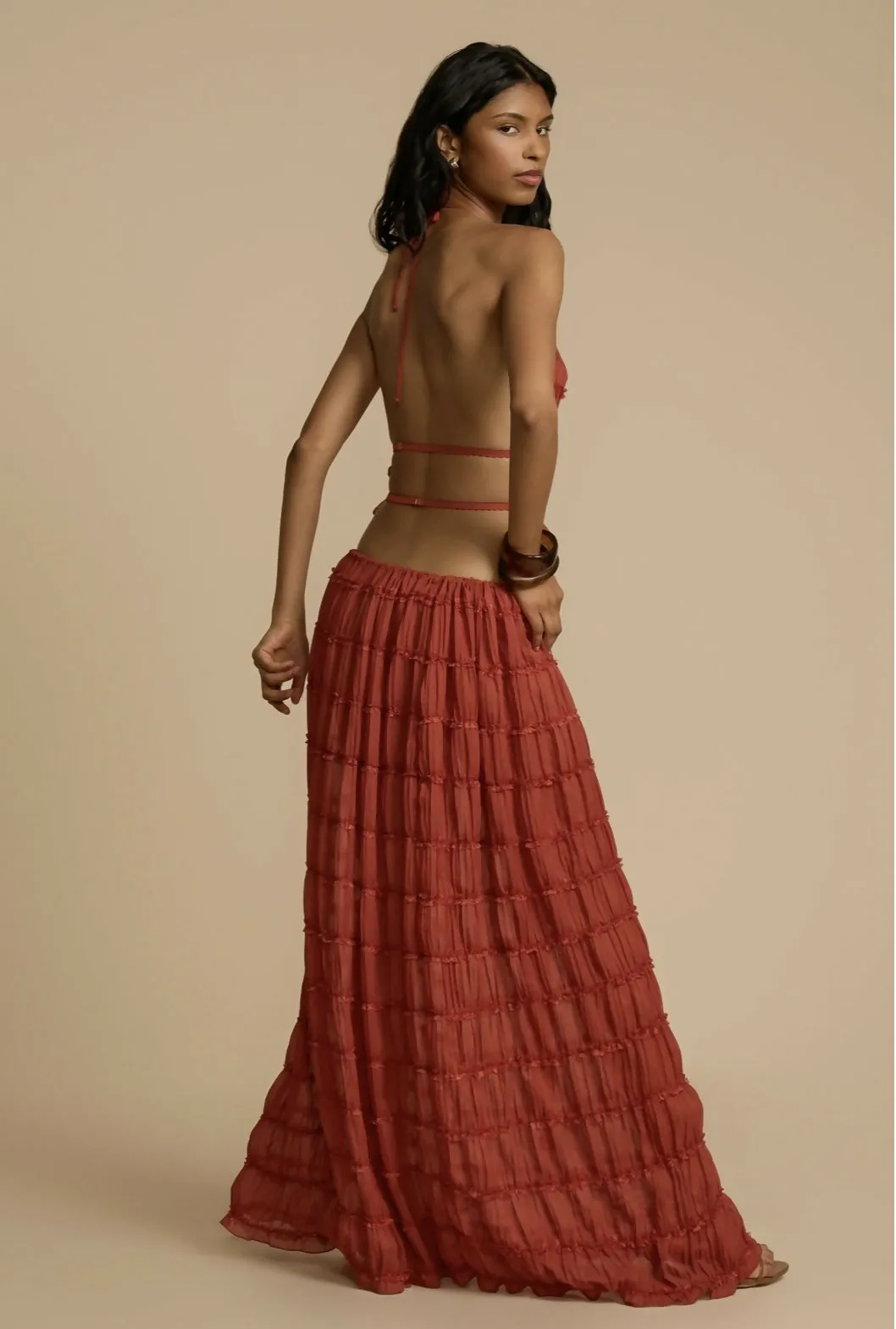 Arcina Ori Juliette Halter and Skirt Set in Red