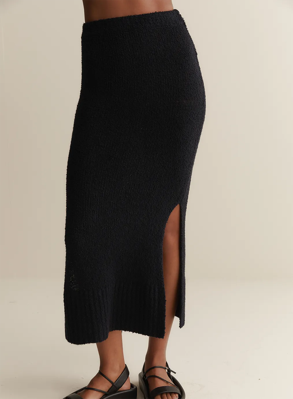 Arie Organic Cotton Cashmere Knit Maxi Skirt | Navy