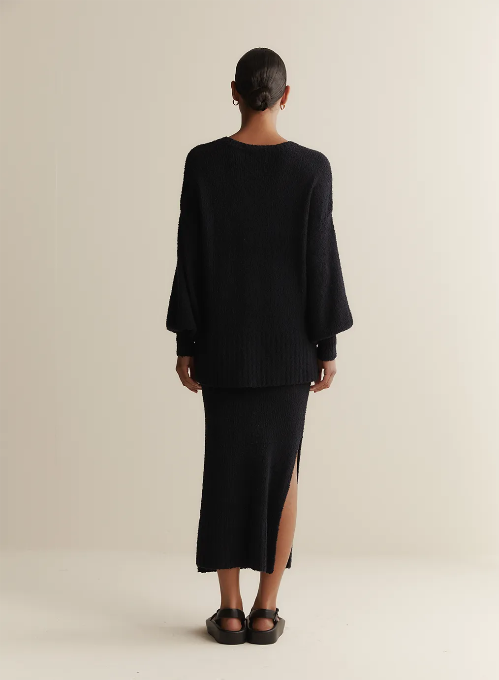 Arie Organic Cotton Cashmere Knit Maxi Skirt | Navy