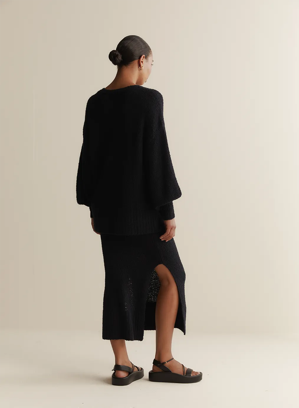 Arie Organic Cotton Cashmere Knit Maxi Skirt | Navy