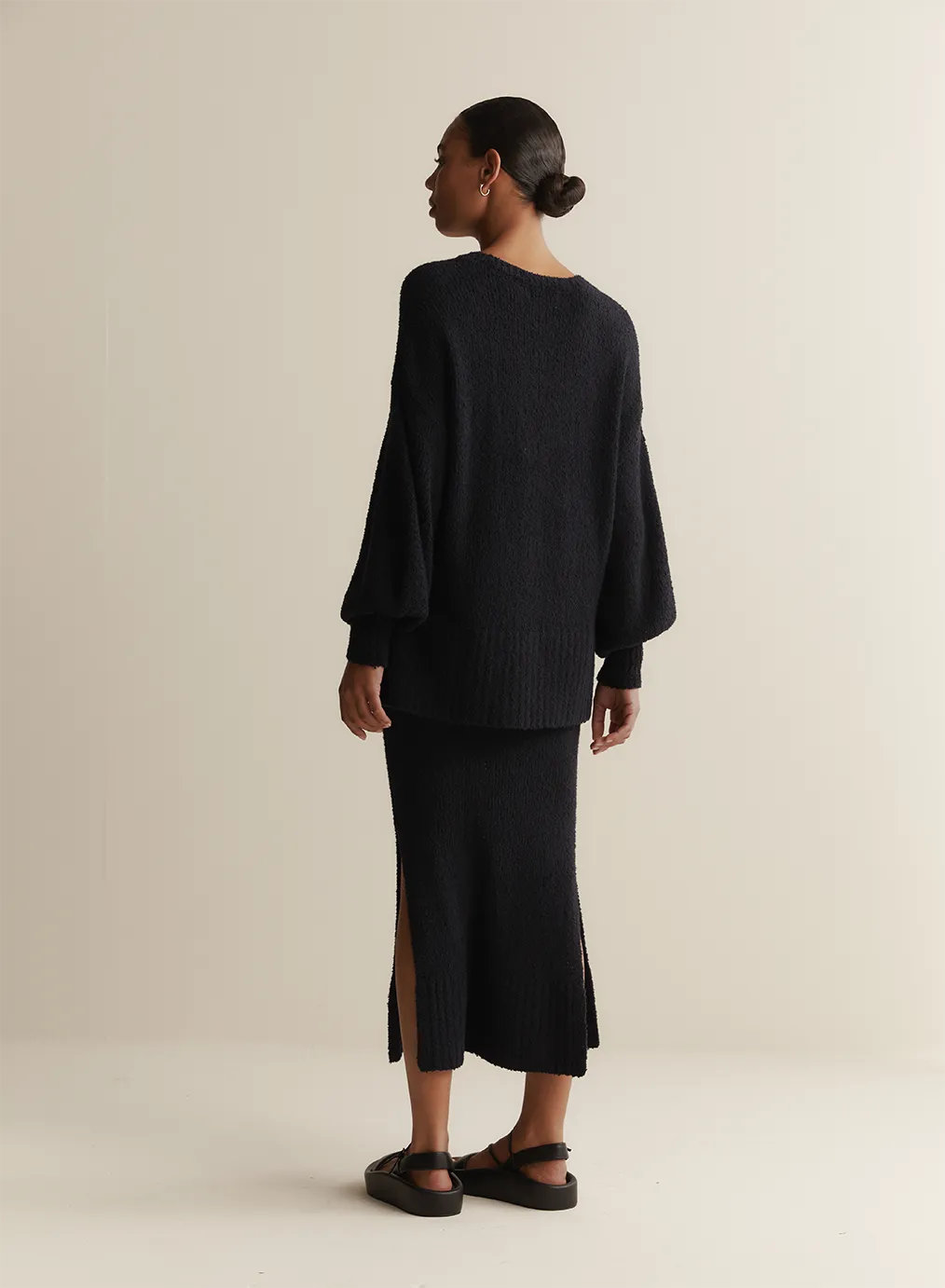 Arie Organic Cotton Cashmere Knit Maxi Skirt | Navy