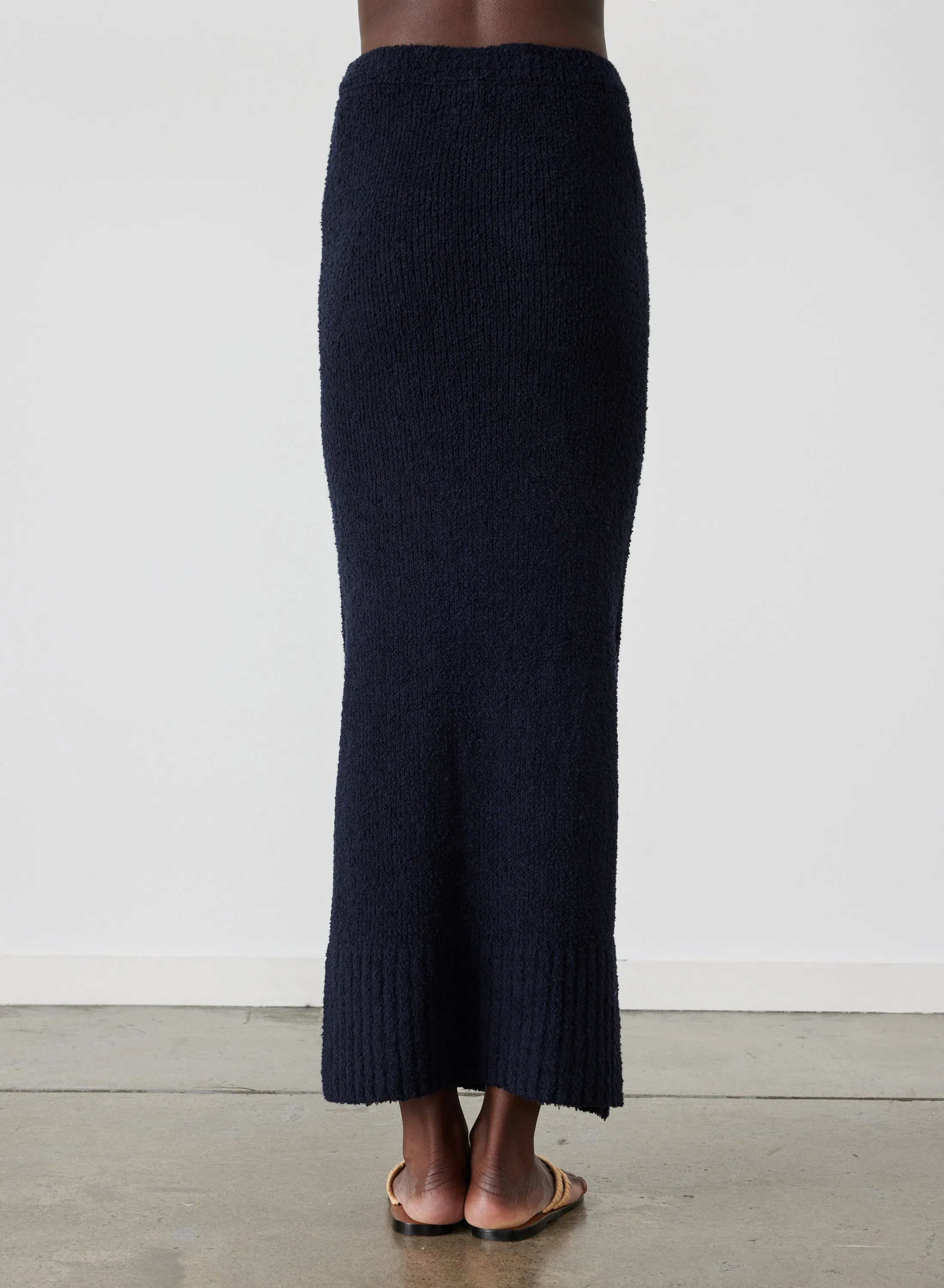 Arie Organic Cotton Cashmere Knit Maxi Skirt | Navy