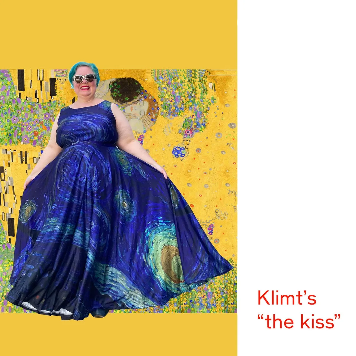 Art Series: Starry Night Maxi Dress Plus Size with Fitted Bodice, Sleeves and Voluminous Circle Skirt