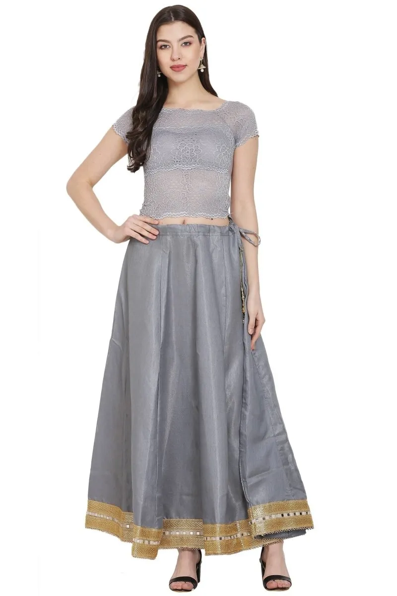 Asmaani Grey Color Maxi Skirt