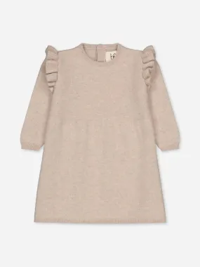 Baby's Ruffled Cashmere Dress Beige