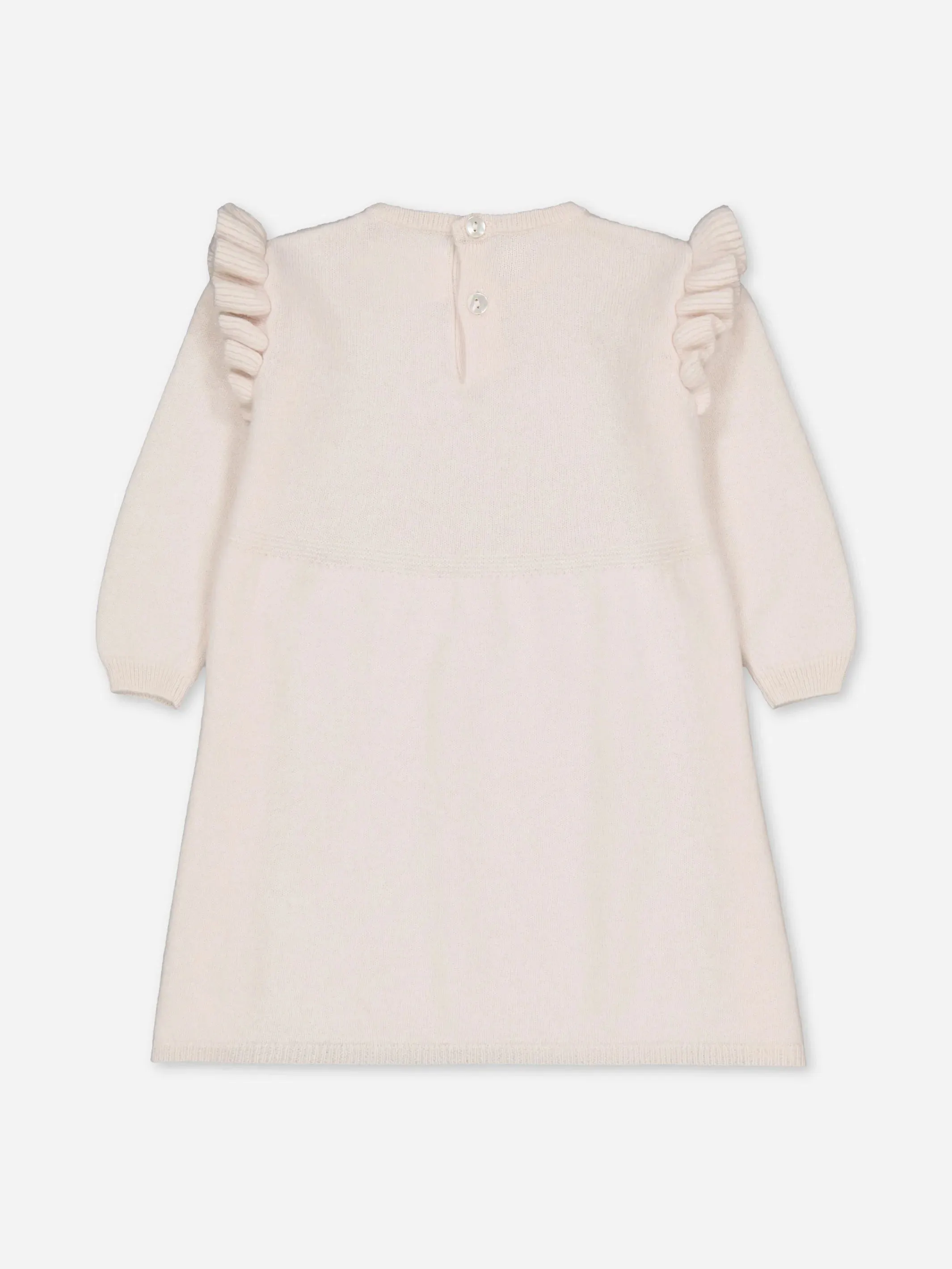 Baby's Ruffled Cashmere Dress Ivory