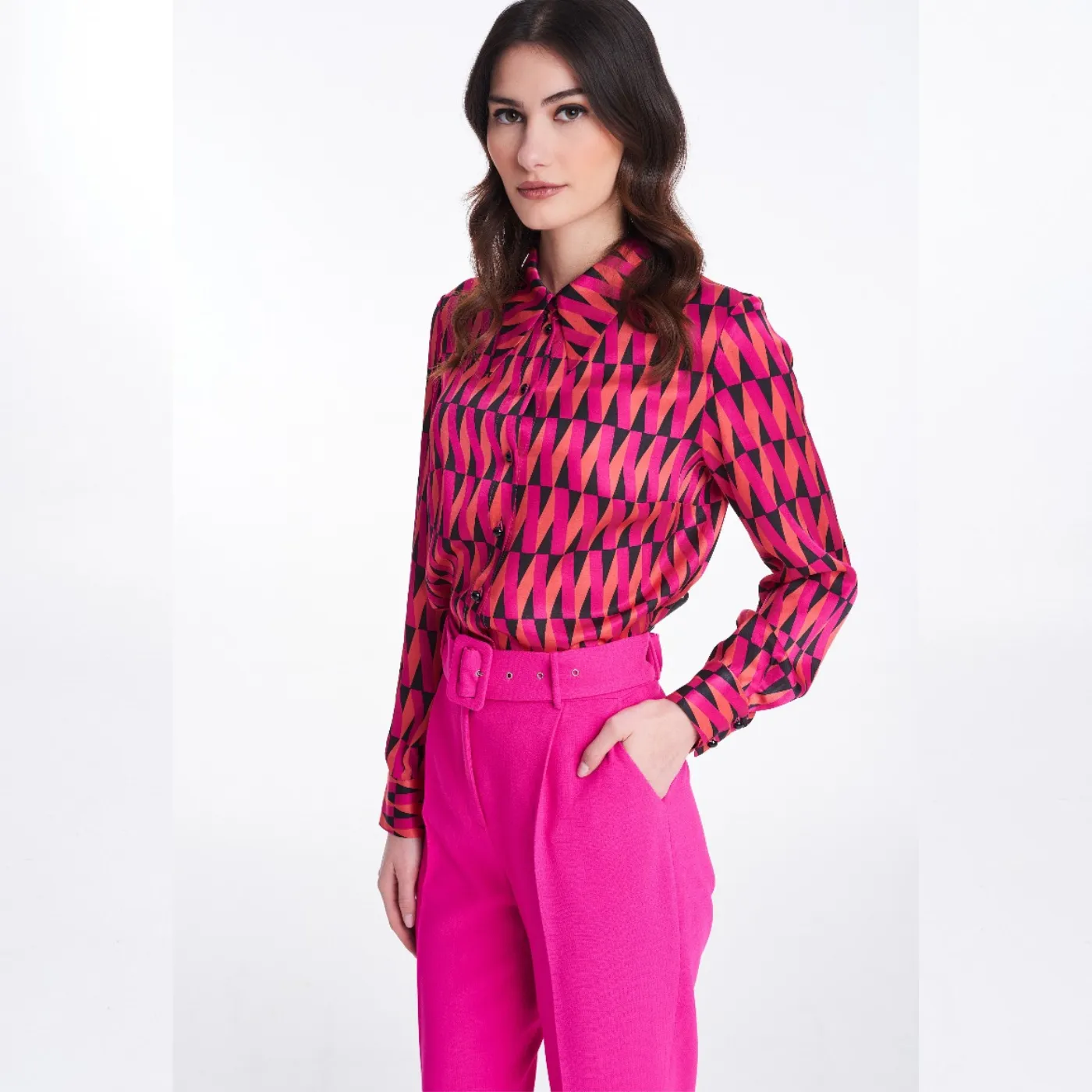 Badoo Hot Pink Belted Trouser