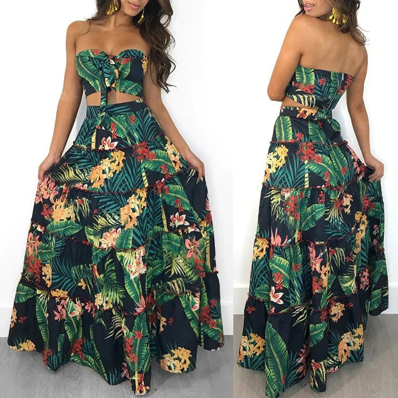 Bandeau Floral Maxi Two Peice