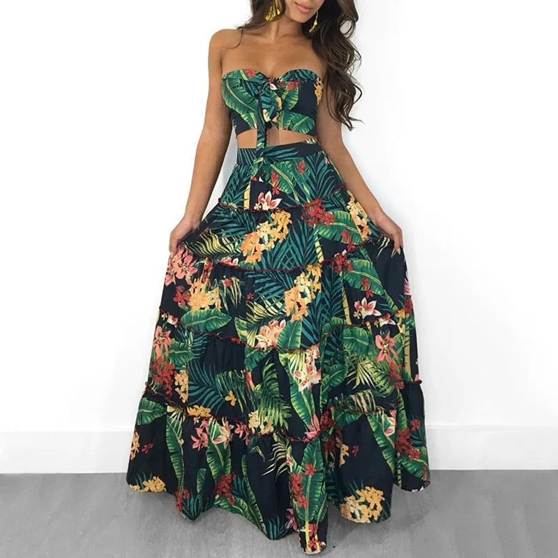 Bandeau Floral Maxi Two Peice