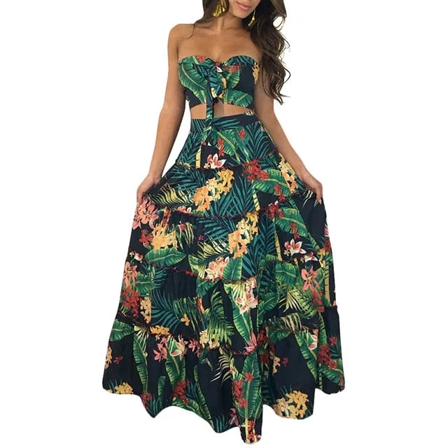 Bandeau Floral Maxi Two Peice