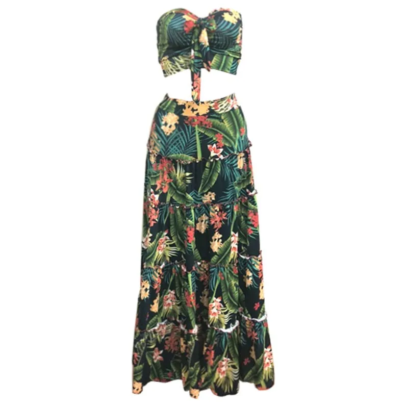 Bandeau Floral Maxi Two Peice