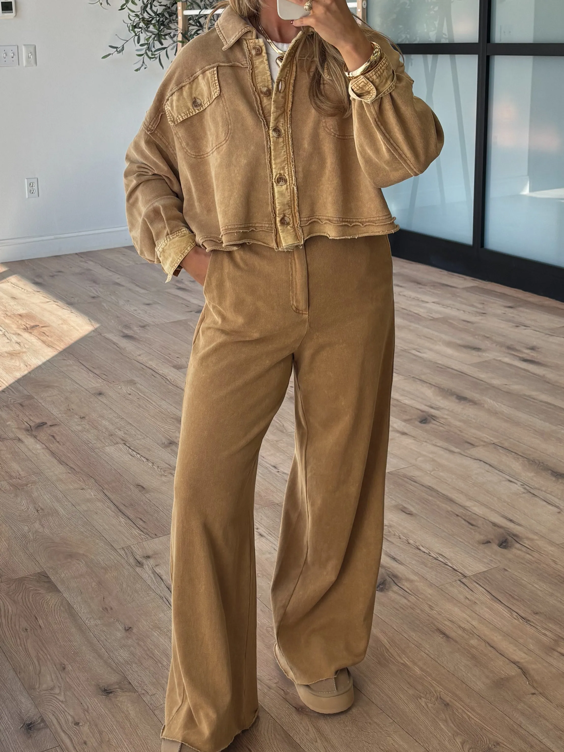 Bec Vintage Washed Wide-Leg Pants
