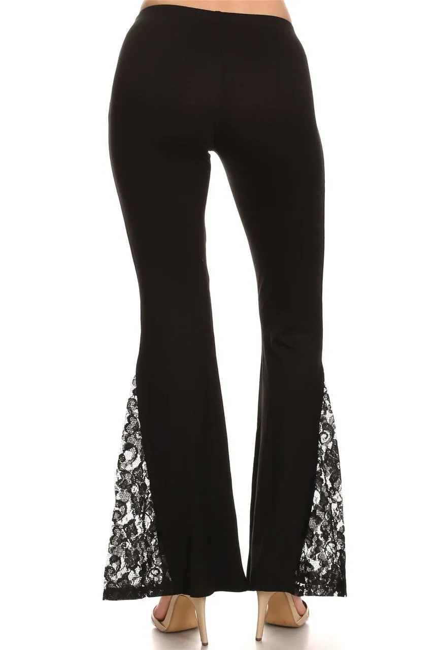 Bell Bottoms Yoga Pants Black Lace Detailed Flare