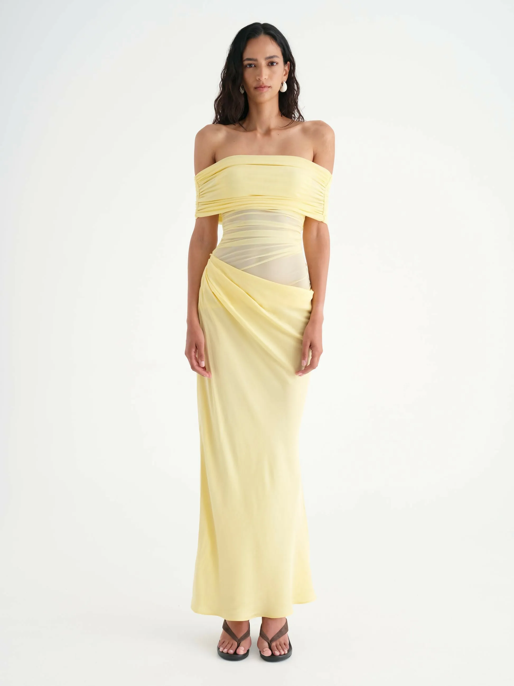 Benni Nico Off Shoulder Maxi Dress in Butter
