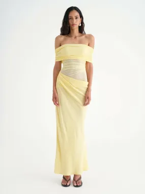 Benni Nico Off Shoulder Maxi Dress in Butter