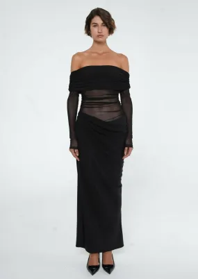 Benni Yasmin Off Shoulder Maxi Dress in Black