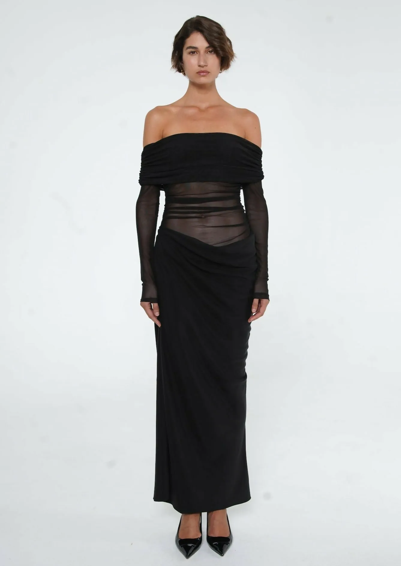Benni Yasmin Off Shoulder Maxi Dress in Black