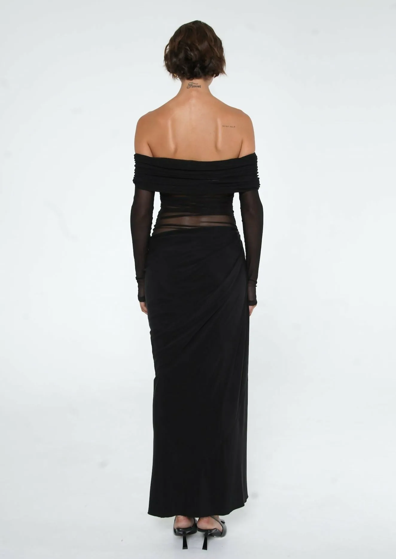 Benni Yasmin Off Shoulder Maxi Dress in Black