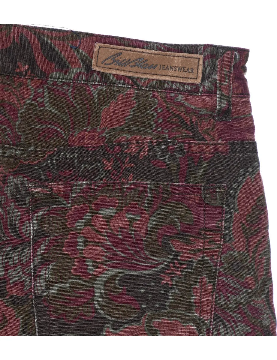 Bill Blass Multi-Colour Foliage Print Trousers - W30 L30