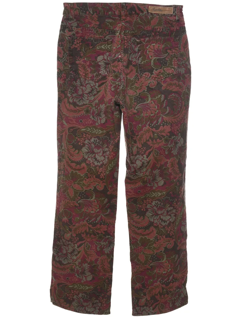 Bill Blass Multi-Colour Foliage Print Trousers - W30 L30