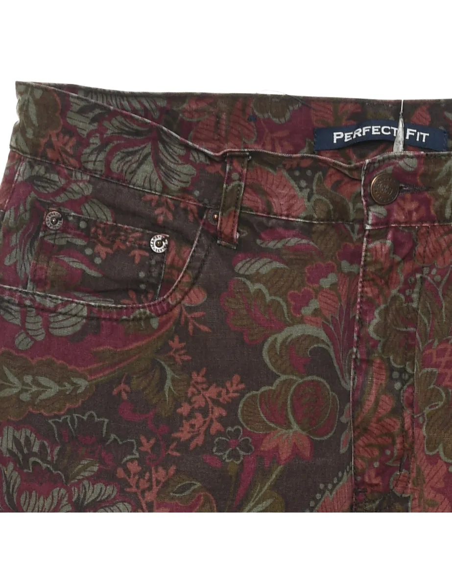 Bill Blass Multi-Colour Foliage Print Trousers - W30 L30