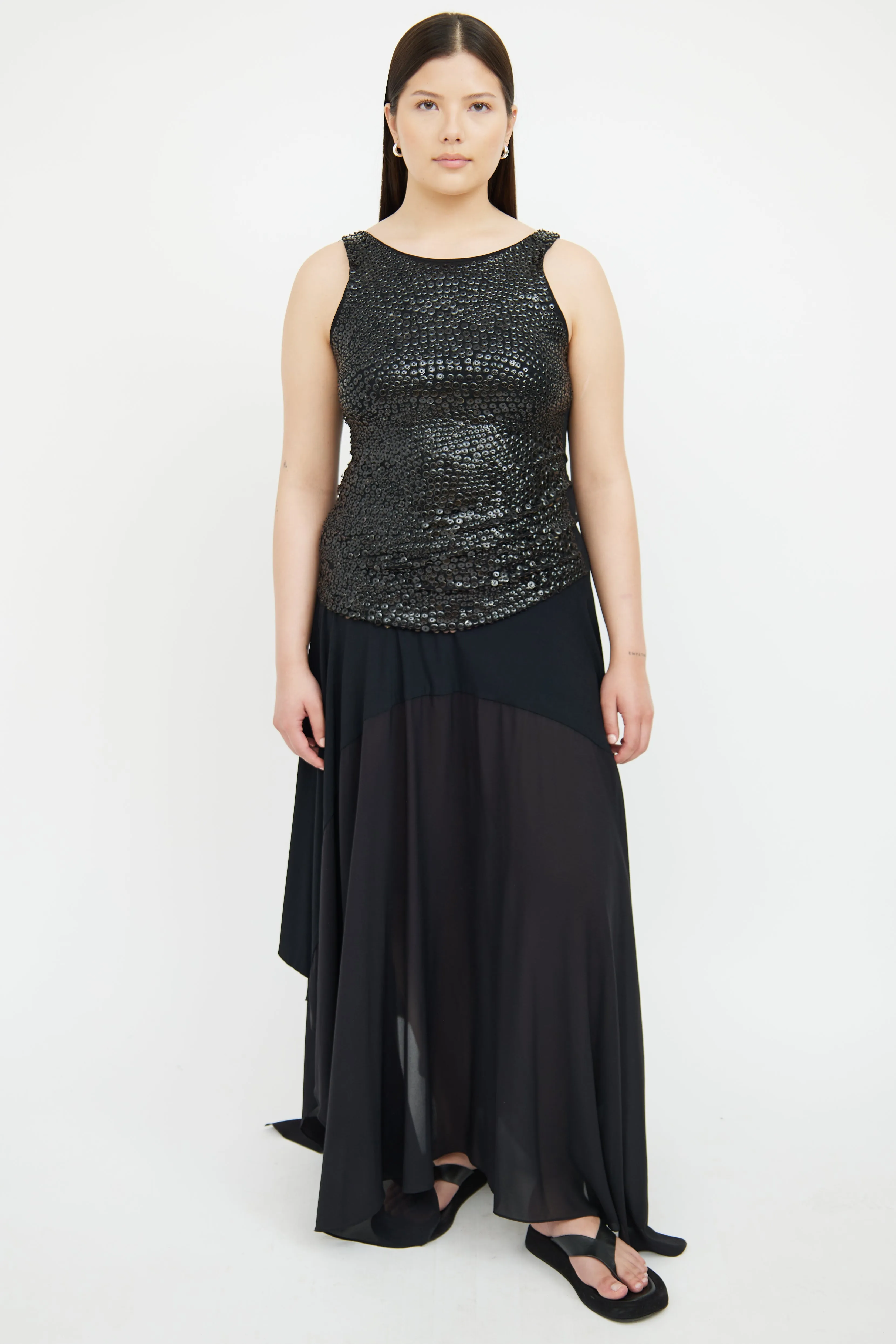 Black Asymmetrical Maxi Skirt