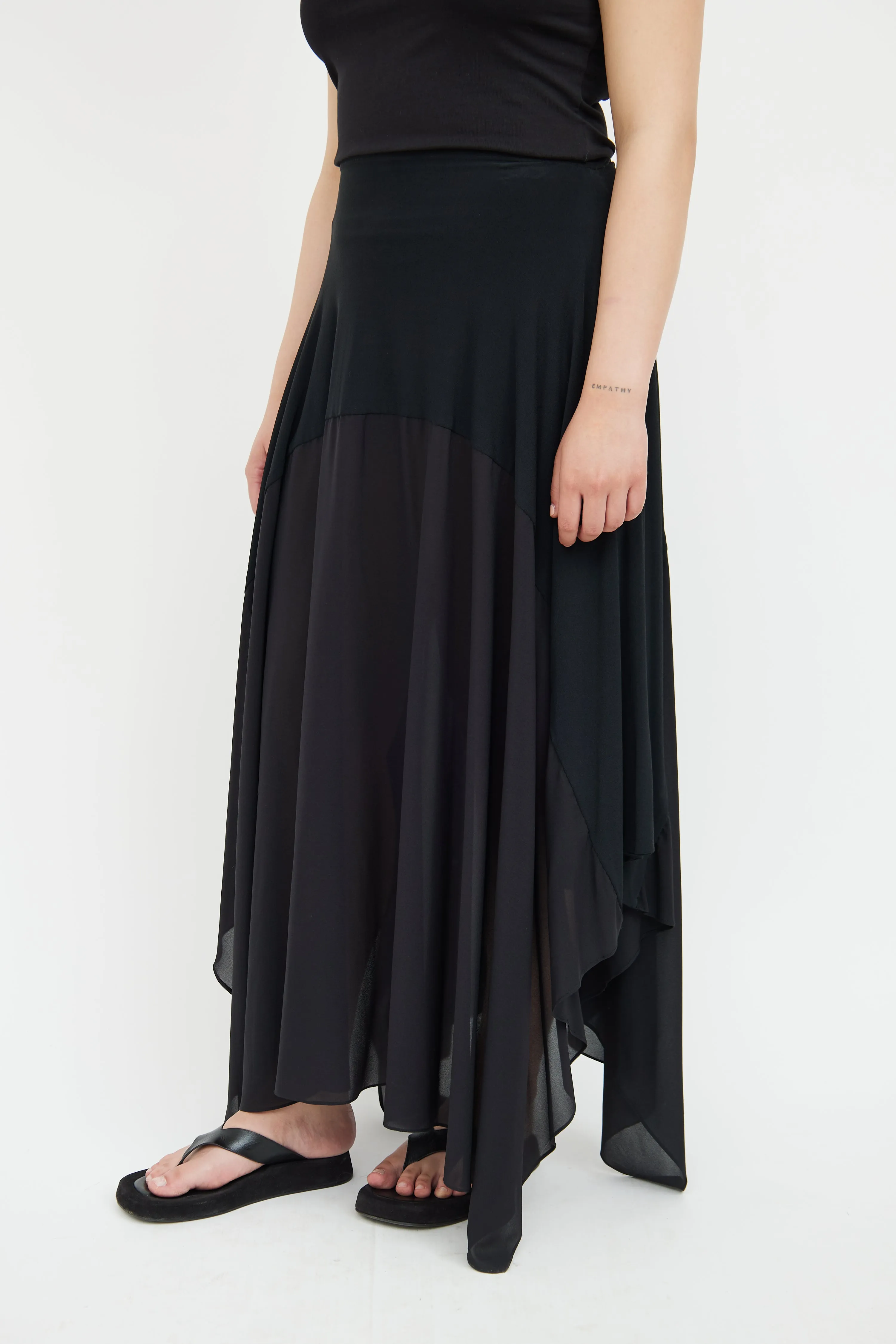 Black Asymmetrical Maxi Skirt