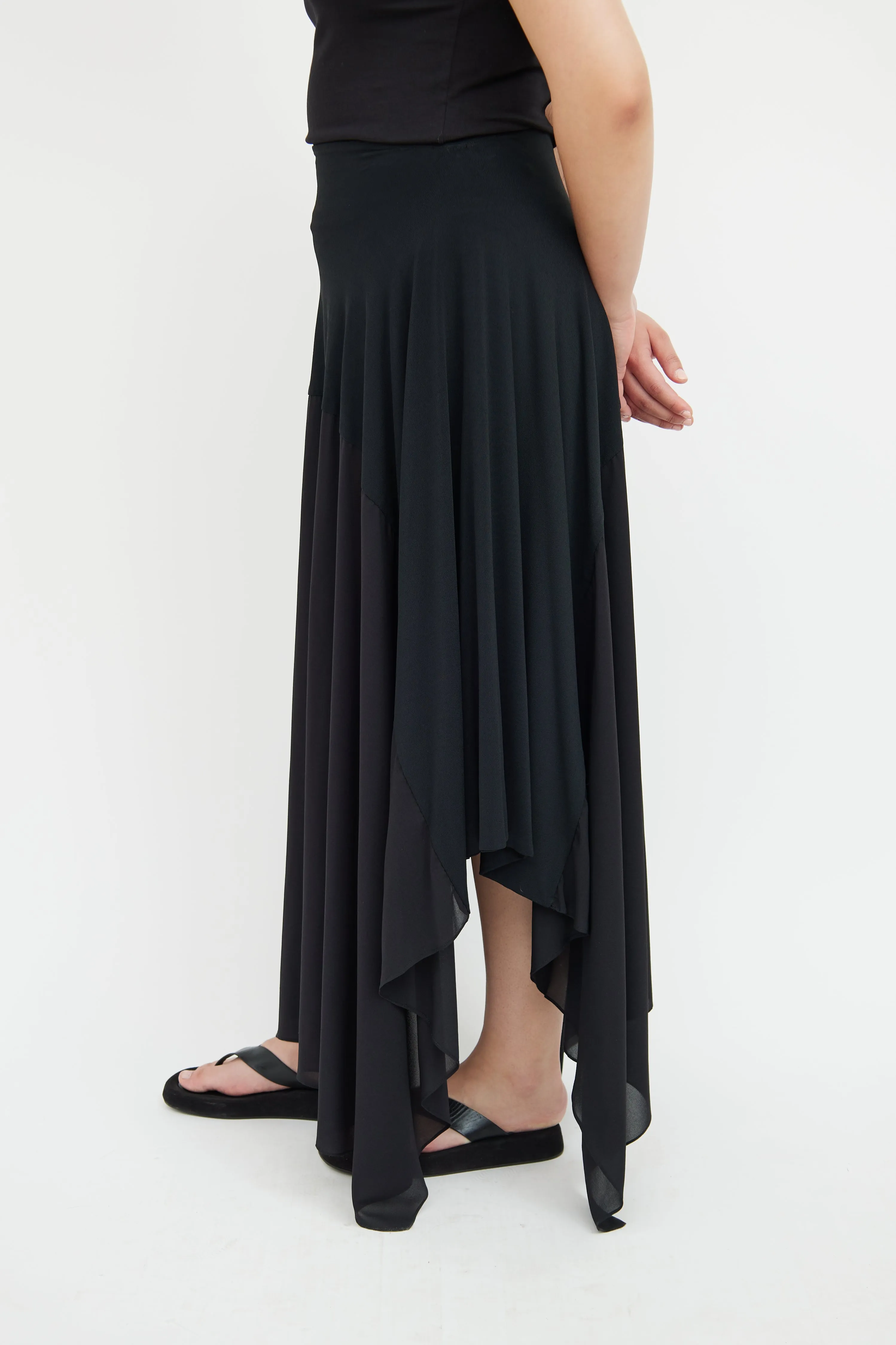 Black Asymmetrical Maxi Skirt