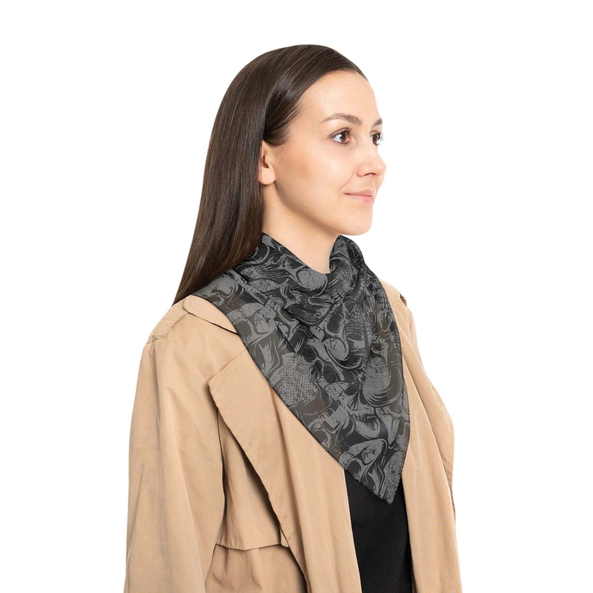 Black Skulls Poly Chiffon or Voile Scarf